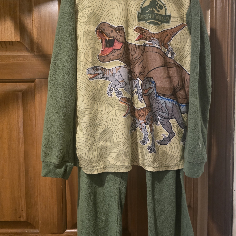 Jurassic World Kids Pajama Set - Green Dinosaur Design